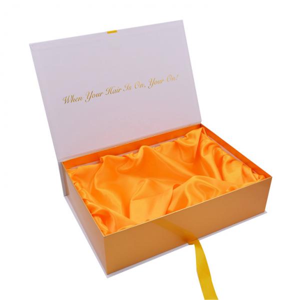 Buy Luxury Custom Logo Wigs Packaging Box With Ribbon And Satin For Hair Extensions at wholesale prices