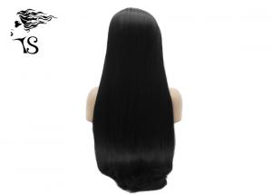 Quality Black Color Synthetic Long Straight Lace Front Wigs For African American Ladies for sale