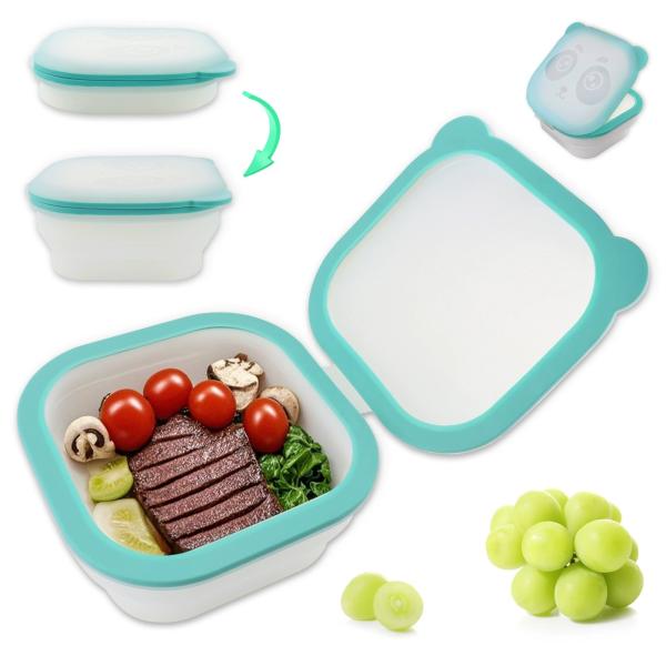 Reusable And Collapsible Silicone Lunch Box With Leakproof Airtight Seal – BPA-Free, Food-Grade, Microwave & Freezer Safe, Eco-Friendly And Durable