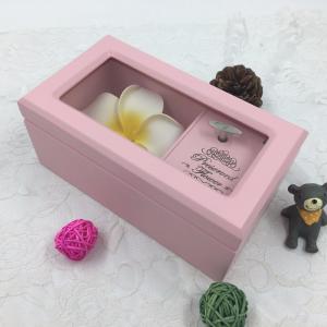 Quality Romantic Lovely Wooden Musical Jewellery Box , Pink Wooden Jewelry Box With Lock And Key for sale