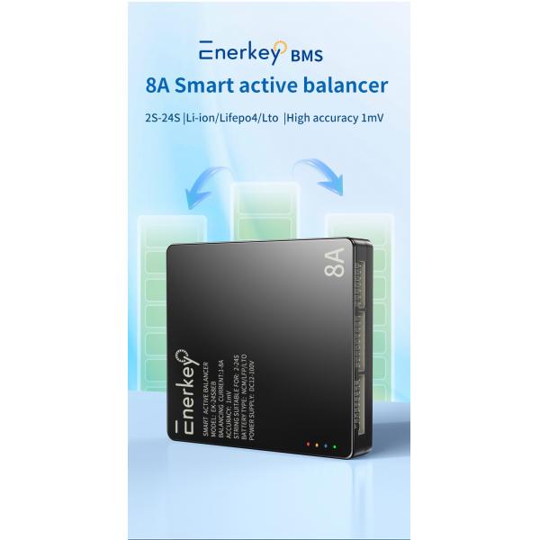 Enerkey BT Mobile App Smart Active Equalizer 8a Lifepo4 Active Cell Balancer For RV Energy Storage