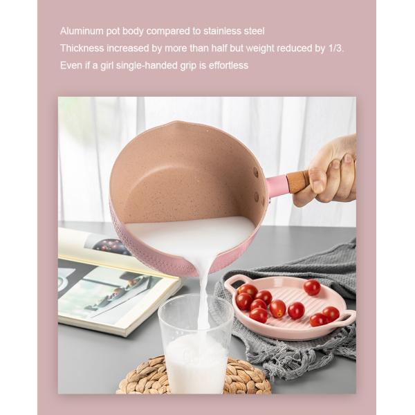 Kitchen Multi Coloured Small Cooking Pots With Wooden Handle