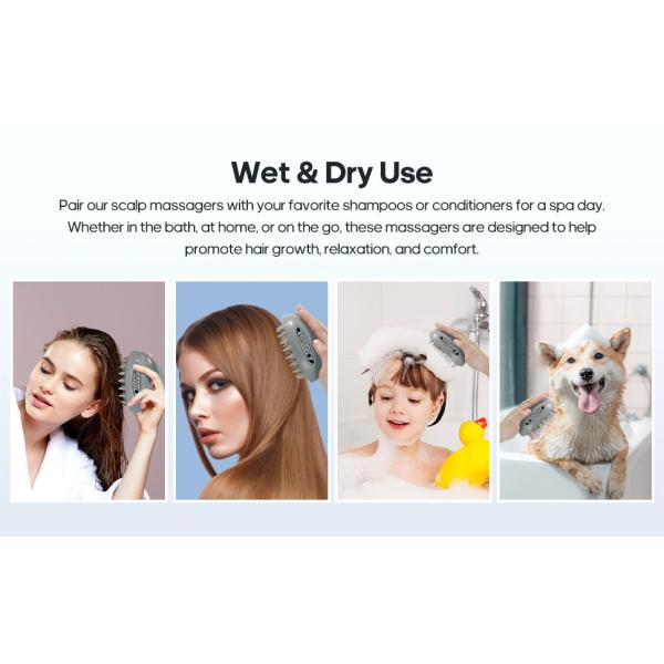 Gray Interchangeable Scalp Scrub Brush With 3 Hardness Levels