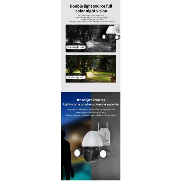 Floodlight WIFI Dome Camera Automatic Track Full Color Night Vision Camera With AI