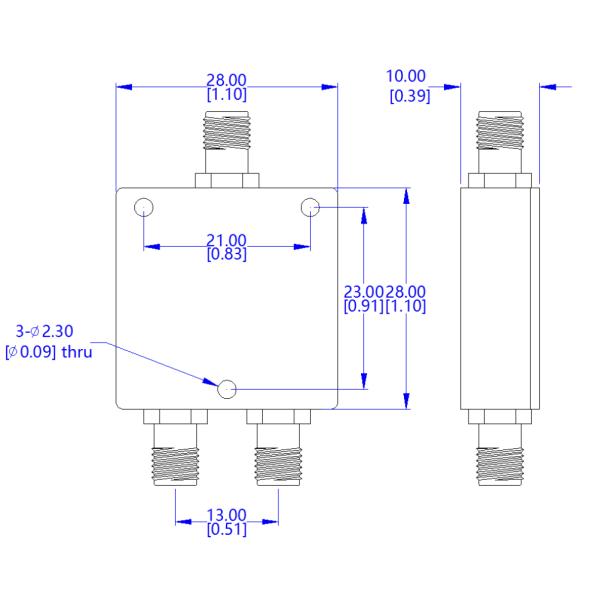 1 to 3.5 GHz 20 Watts LT-PD Series 2-Way Power Divider