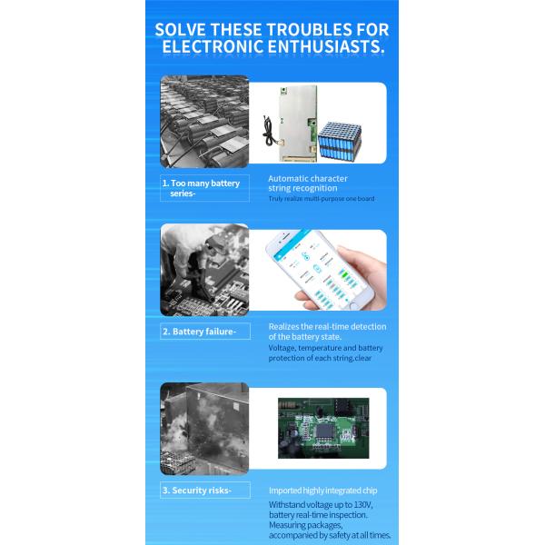 3.2v Lithium Ion Battery Packs Battery Management System Bms 60A-110A 13S-17S