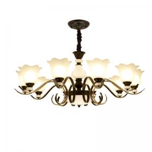 China Black wrought iron chandeliers sale with Glass Lampshade (WH-CI-101) on sale