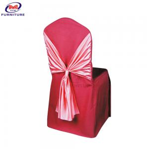 Quality Hotel Outdoor Smooth Chair Covers And Sashes Polyester / Cotton Red With Bow for sale