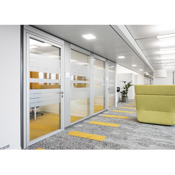 Office Prefabricated Glass Partition Wall System Sound Insulation With Swing Door