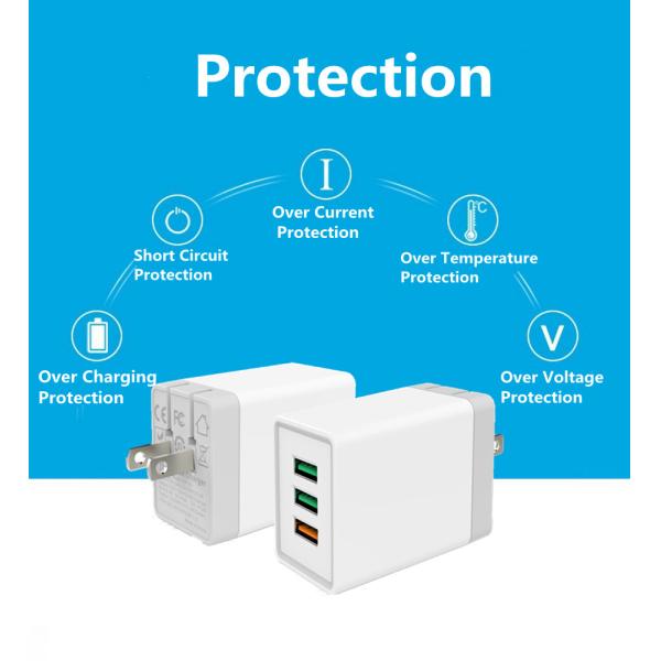 USB 3 Ports QC3.0 Universal 30w Wall Charger Adapter