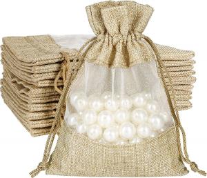 Quality Lightweight Durable Burlap Sheer Bags  Drawstring Gift Bag Jewelry Pouches for Candy Wedding Party Favor for sale