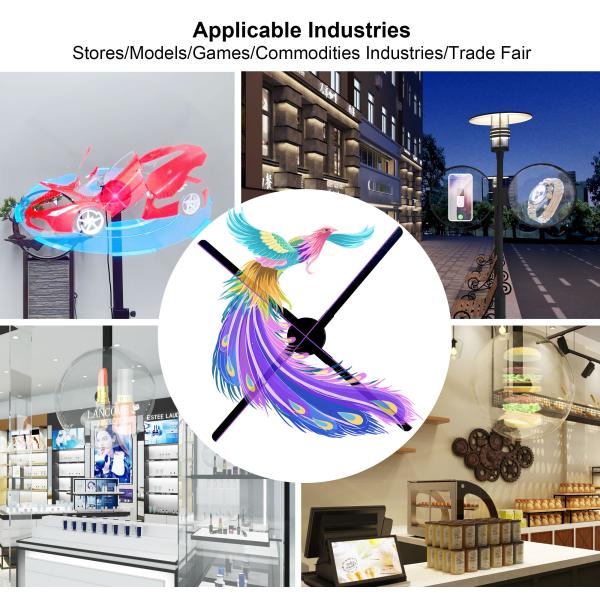 Nake Eye Stock 80Cm Ventilador Holographic 3D Fan Light Wifi Led Fan 3D Hologram Digital Display