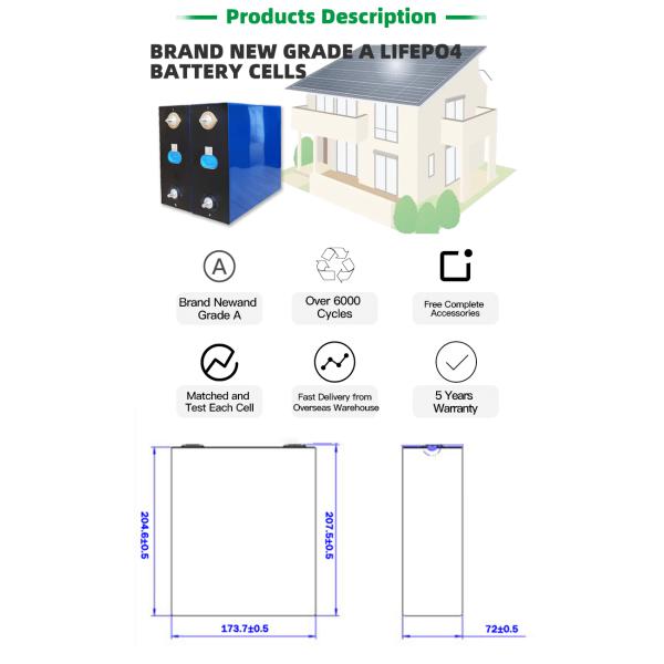 3.2V Lifepo4 280ah Cells Lithium Ion Prismatic Cell For PV / Home Energy Storage System
