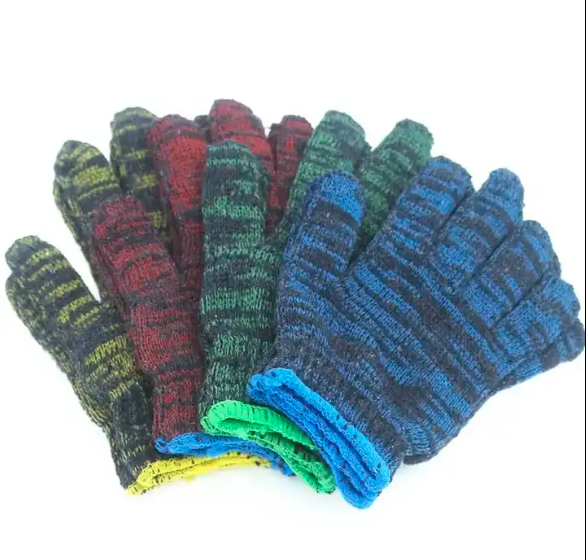 Colorful Cotton String Knitted Poly Hand Labor Safety Work Gloves for Knitted Hand