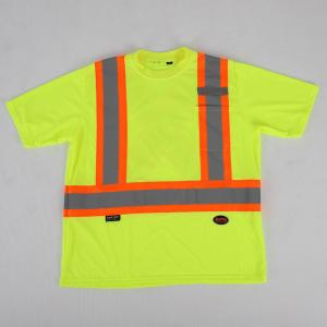China Breathable Reflective Safety Shirts Crew Neck Fluorescent Yellow on sale