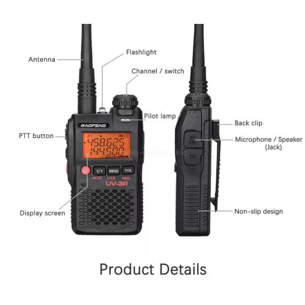 Ham Mini Two Way Radio UV-3R 144/430MHz Dual Band UHF / VHF Walkie Talkie