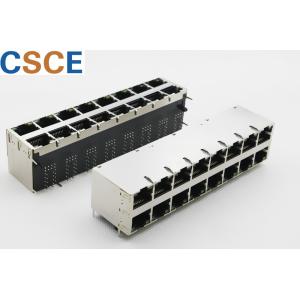 Quality 2 * 8 Port Magnetic RJ45 Jack Female Contact / Shield Material Copper Alloy for sale