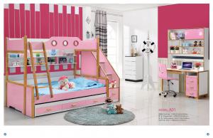 Quality hot sale kids bedroom furniture kids bunk bed with dragged bed A01B for sale