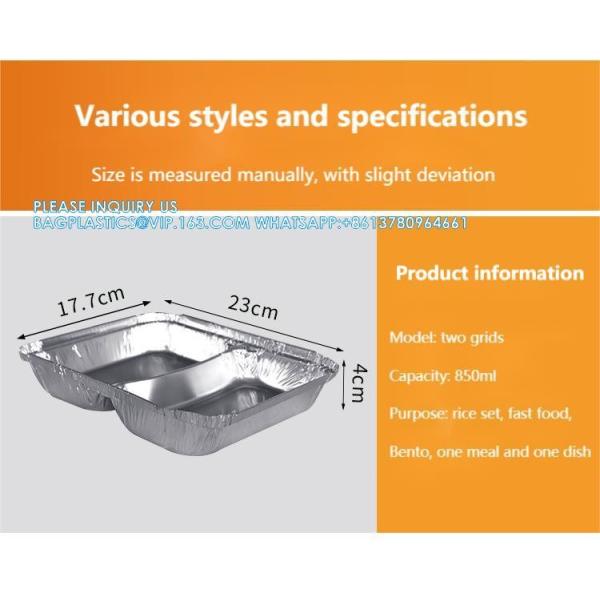 3 Compartment Aluminium Foil Food Container With Clear Dome Lid Custom Alu Foil Containers Disposable Tableware