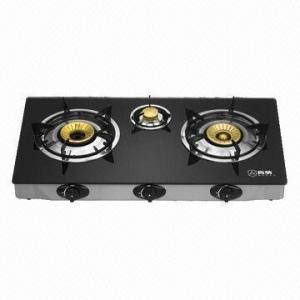 Quality 3-head Gas Stove with Cast Iron Burner and Coated Bottom for sale