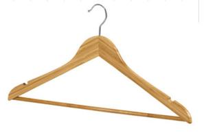 China factoty wholesale cheap Bamboo wooded shirt suit hanger with round pants bar and dress notches on sale
