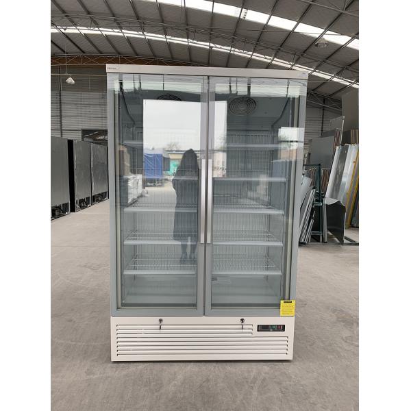 Vertical 2 Glass Door Commercial Display Freezer R290 Bottom Mount 810L