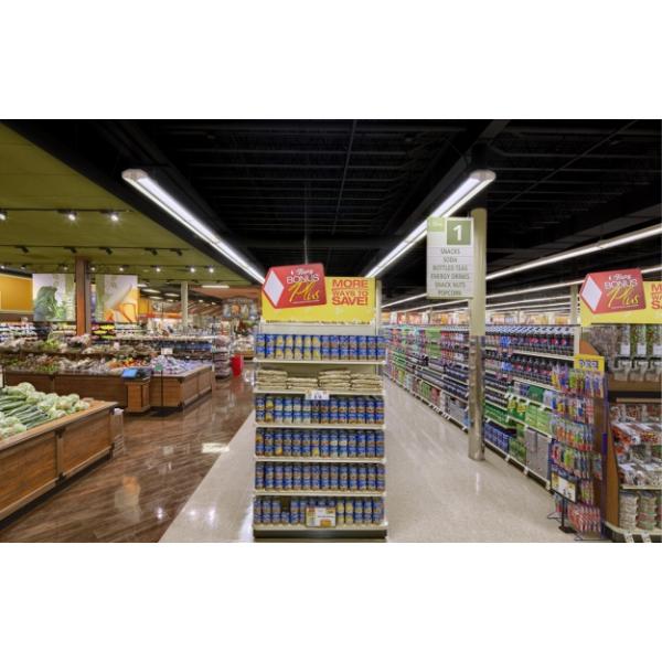 Flat Back Panel Gondola Store Shelving / Retail Store Display Fixtures Double Sided