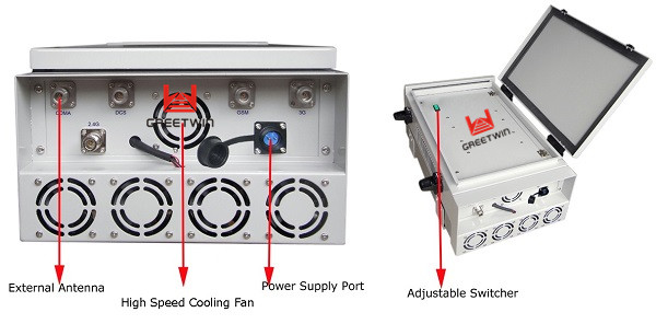 250 Watt High Power Cell Phone Jammer Large Range Cooling Fan For Prison