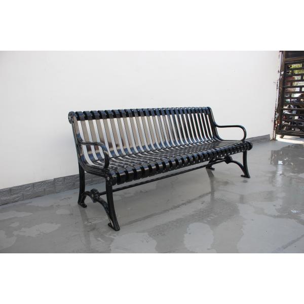 Waterproof Urban Outdoor Metal Garden Bench With Cast Iron And Steel Flat Bar
