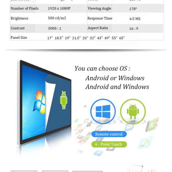 32 Inch HD All In One PC Touch Screen I3 Desktop Laptop Computer Wall Mounted
