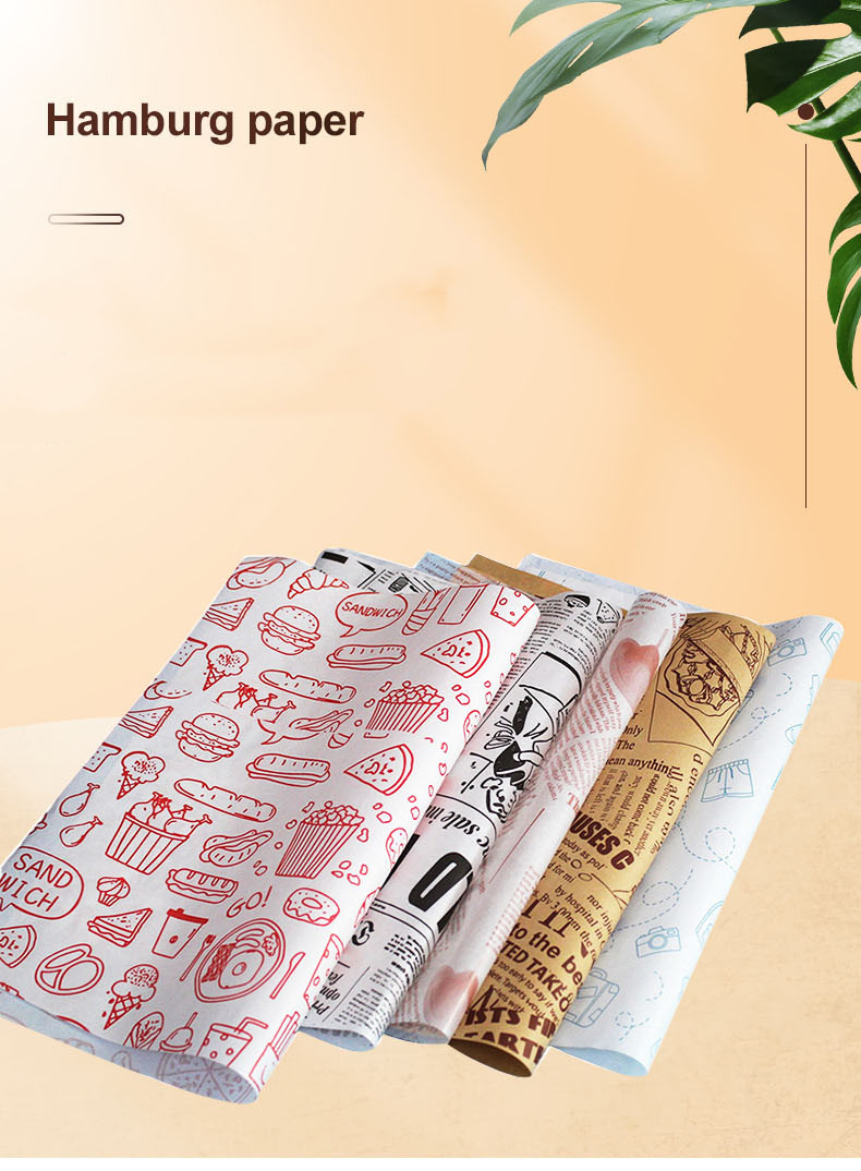 PE Coated Wax Greaseproof Food Wrapping Paper Fried Chicken Burger Packaging Personalized