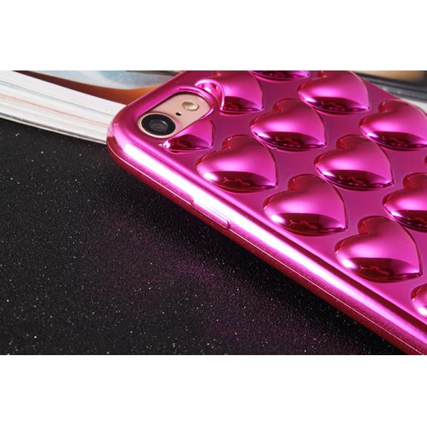 Plating TPU 3D Love Heart Cell Phone Case Back Cover for iPhone 7 7 plus 6 6s 6 Plus 6s Plus with Lanyard