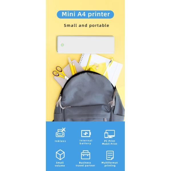 Portable Mini A4 Thermal Printer No Ink Printing for Phone PC Tattoo Transfer Stencil Maker with Thermal Rolls Folded Paper