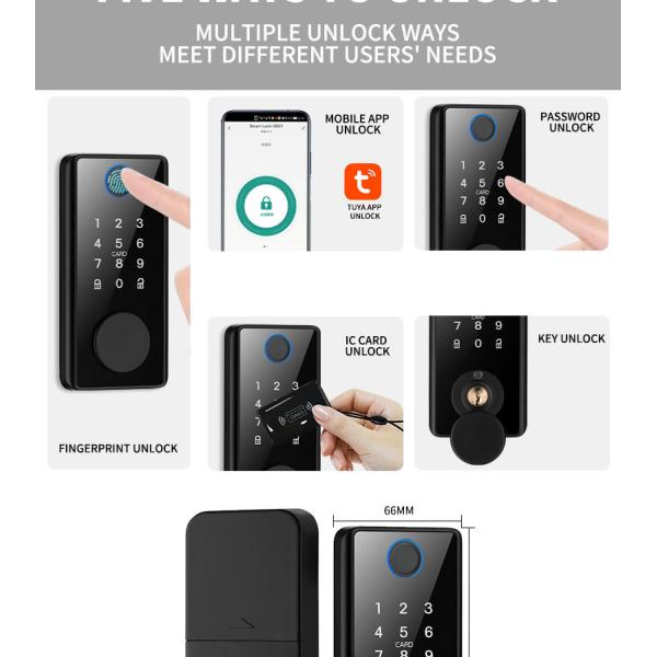 Fingerprint Deadbolt Door Lock High Security Biometric Password Unlock Smartphone Remote Control Access