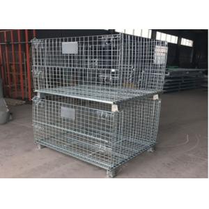 Quality Stackable Industrial Wire Mesh Containers Powder Coated ISO9001 Approved for sale