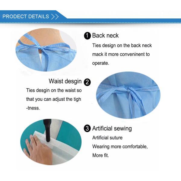 Colorful Disposable Isolation Gowns PP/SMS Gowns Elastic Cuff 120x140cm CE Standard