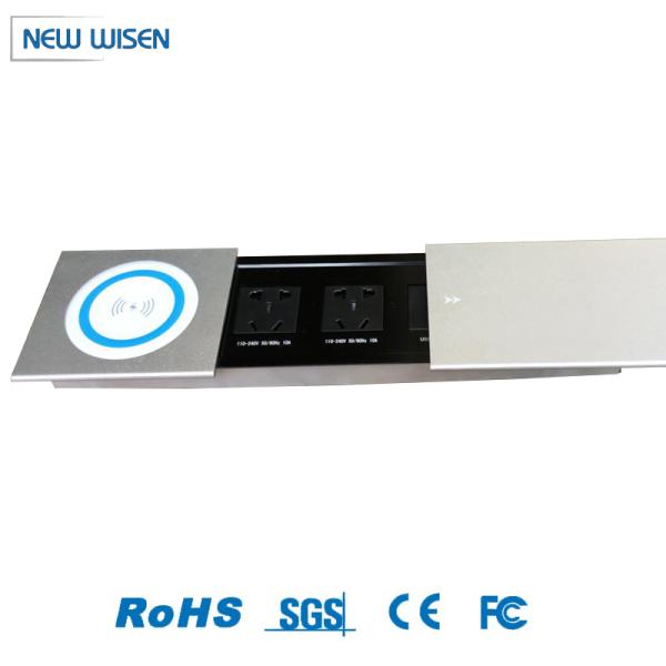 Sliding Cover Power Desk Electrical Outlet Socket Box With Dual USB Wear Resistant