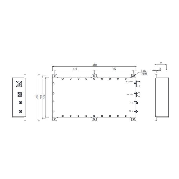 3 - 6 GHz Wideband RF Amplifier Psat 100 W EMC High Power Amplifier