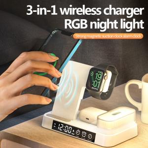 Quality ABS Material 5 In 1 Wireless Charger , Wireless Charger Clock With LED Indicator for sale
