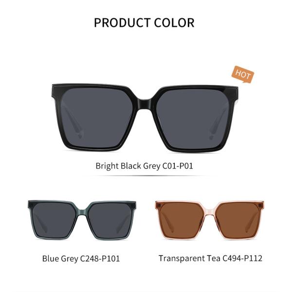 UV Blocking Square Acetate Sunglasses Large Frame Polarized Impact Resistant
