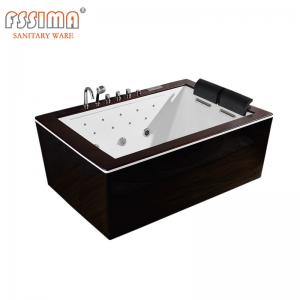 Quality Hydromassage Waterfall Whirlpool Bathtub 1800 Colorful Lights Wooden Top for sale