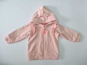 China French Terry Hooded Autumn Melange Pink Baby Jacket Long Sleeve on sale