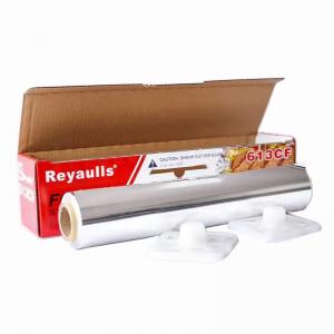 China Food Grade Kitchen Cooking Aluminum Foil Roll With Plastic Holder Metal Blade on sale