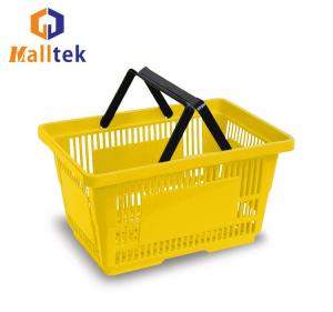 Quality Double Hand Supermarket Plastic Basket 28 Liter Eco Friendly for sale