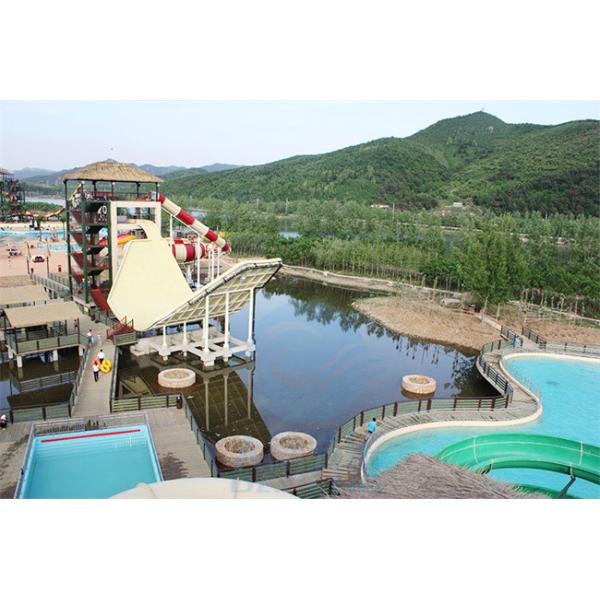 Banana Shape Water Park Slide Multicolour 12 Meters Pendulum Water Slide