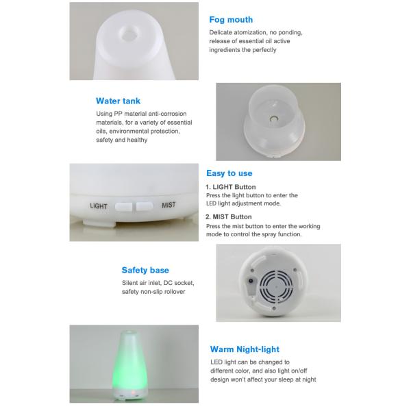 150ml Intermittent Mist Spray Plastic Ultrasonic Aroma Oil Diffuser