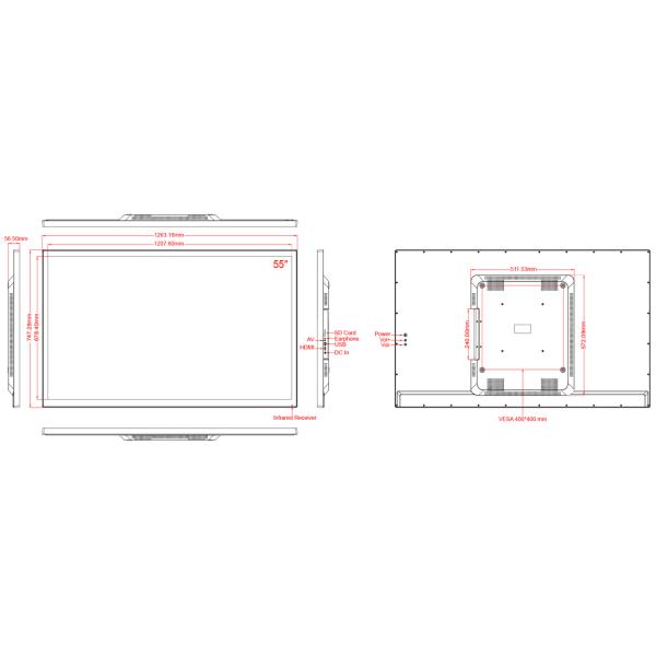 Black Full HD Touchscreen Monitor , Monitor PC Touch Screen With Advertising Player