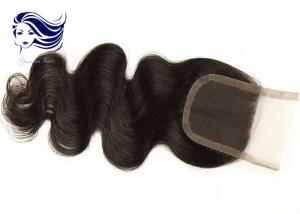 Quality Bleached Swiss Lace Top Closure / Human Hair Lace Closures Natural Black for sale