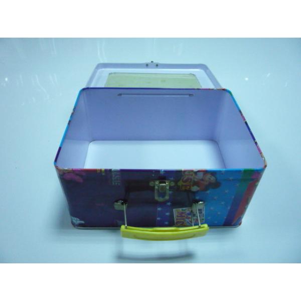 Rectangle Colorful Metal Square Tin Containers Hinge Box For Packing , Metal Lunch Box