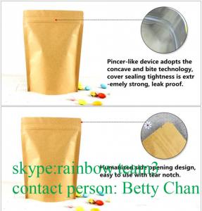 China Promotions Brown Kraft Paper Bags With Window / Doypack Heat Sealable Tea Bags on sale